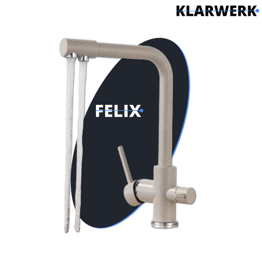 FELIX | Rubinetto per acqua potabile a 3 vie color beige sabbia | miscelatore da cucina ad osmosi in acciaio inossidabile | Filtro 3 connessioni
