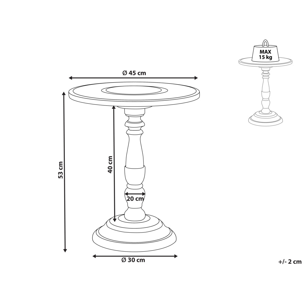Tavolino in legno di mango scuro con piano rotondo 45 x 45 cm Design tradizionale