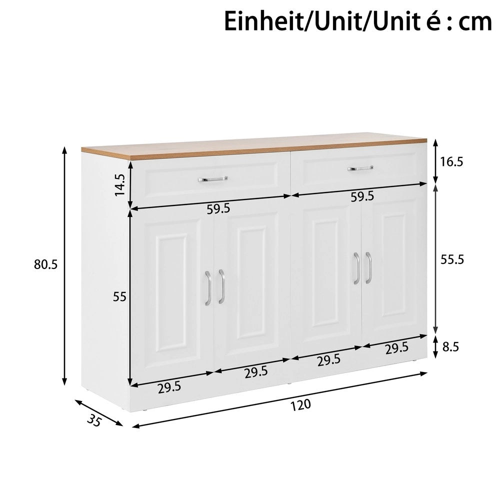 Credenza con Ripiani e Scaffale ¨C MINIMAL ¨C Legno Naturale