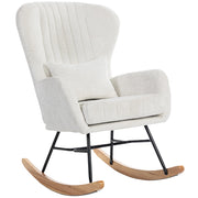 Poltrona a dondolo con cuscino imbottita ¨C zephmum ¨C bianco 67x88x104 cm