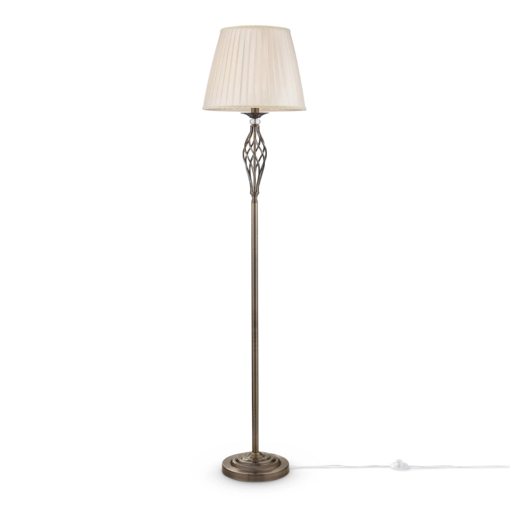Maytoni Lampada da terra Shabby Chic Grace 1 luce E14 ottone metallo diffusore organza beige