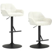Set di 2 sgabelli da bar sedie da bar altezza regolabile tessuto effetto lino e base in acciaio 52,5 x 53 x 86,5-108 cm crema