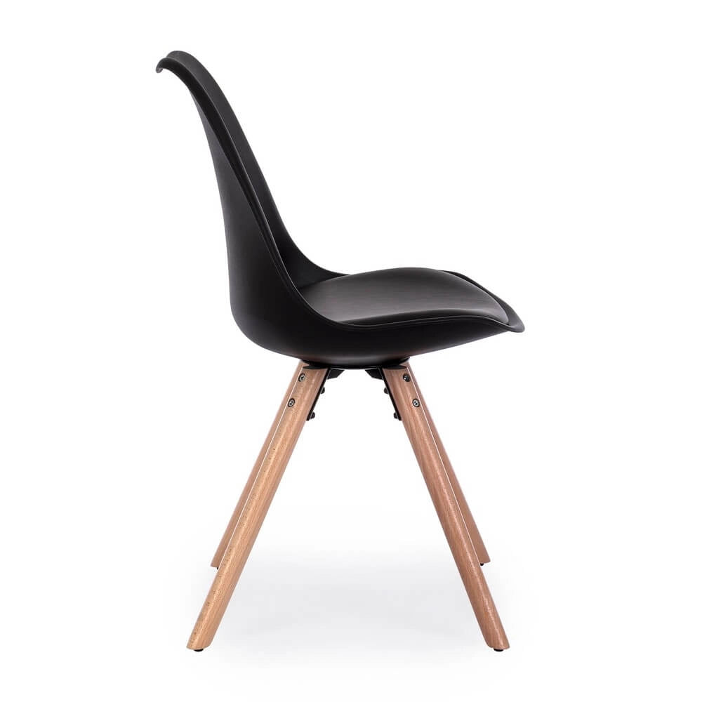 Set di 4 Sedie Design Nordico con Cuscino in Similpelle e Gambe in Faggio - FIO