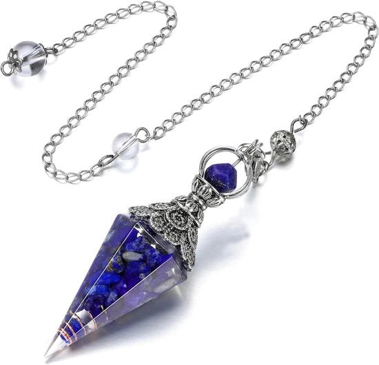 Pendolo a cristalli Allecto Plus con lapislazzuli, cristalli curativi e quarzo pendente accessori spirituali