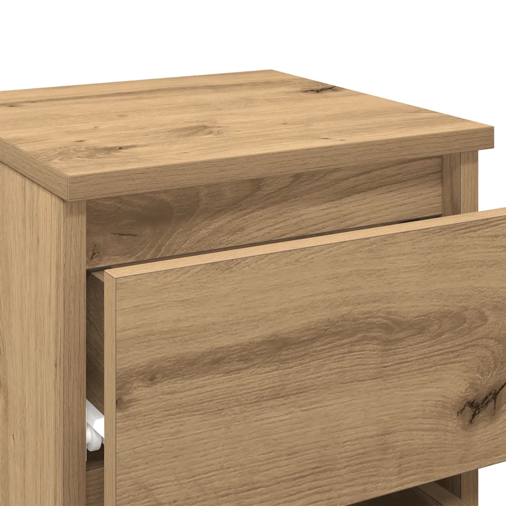 Comodini 2pz Rovere Artigianale 30x30x40cm in Legno Multistrato 855849