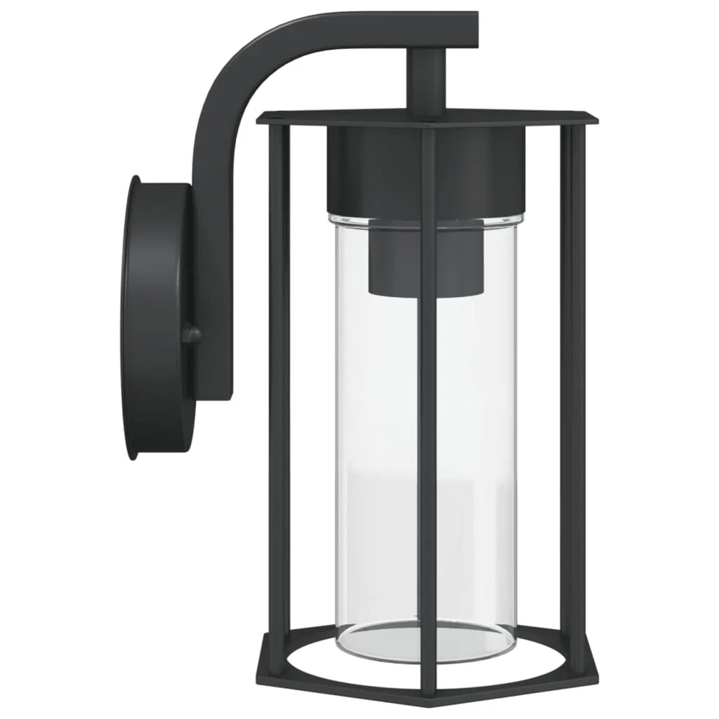 Set di 2 applique da esterno 14 x 14 x 25 cm resistenti alle intemperie in acciaio inox nero 02_0056576