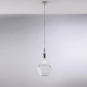 Lampadario Moderno Zeus Metallo Bianco Vetro Trasparente 1 Luce E27