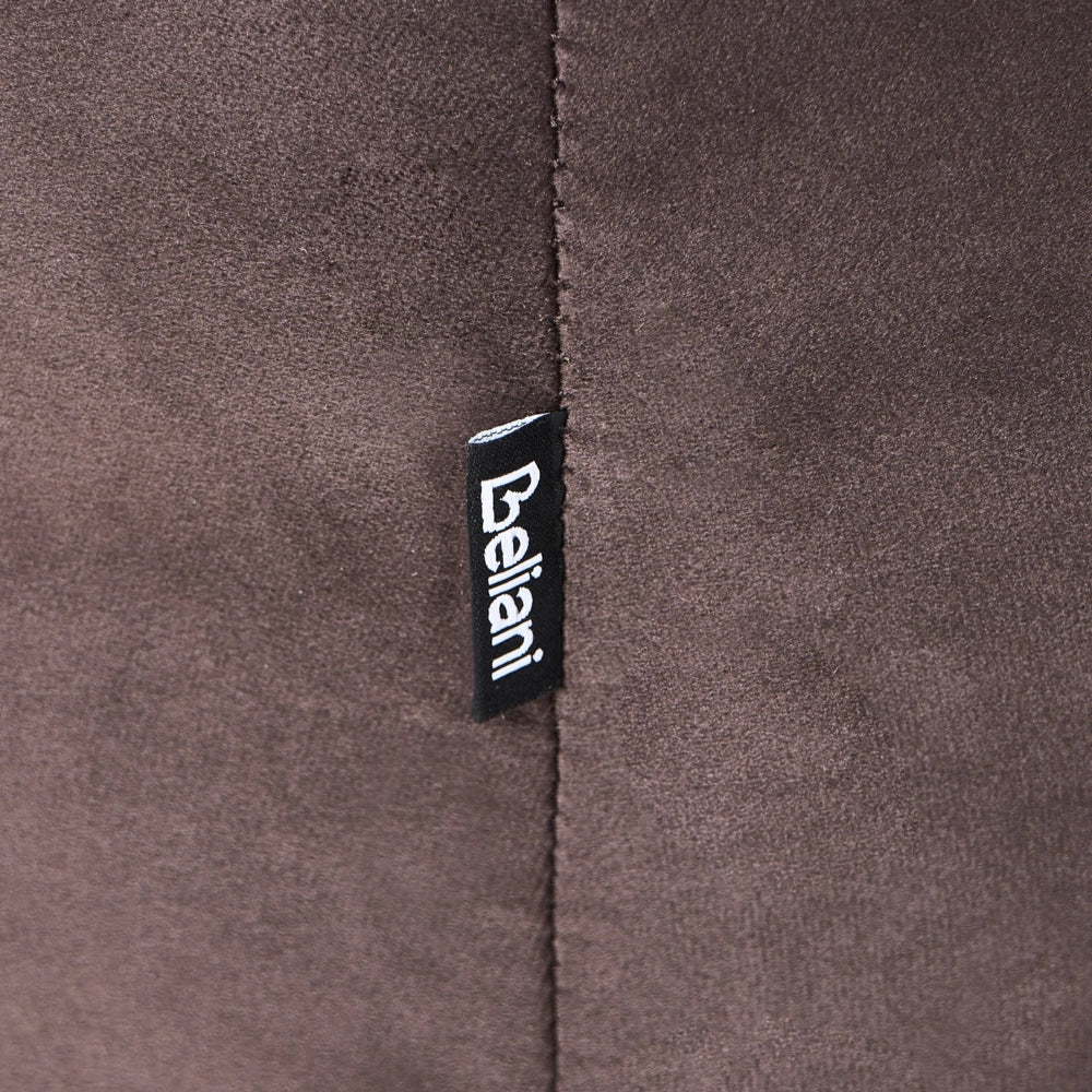 Poltrona in velluto marrone scuro con cuscino rotondo stile glamour retrò soggiorno