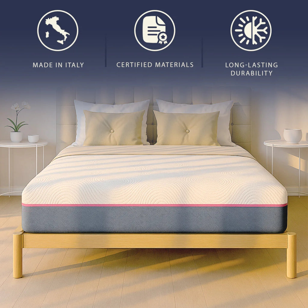 Materasso 140x190 Memory Breeze e Molle Insacchettate | Altezza 30 cm |  Sfoderabile, Anallergico e Traspirante | Made in Italy