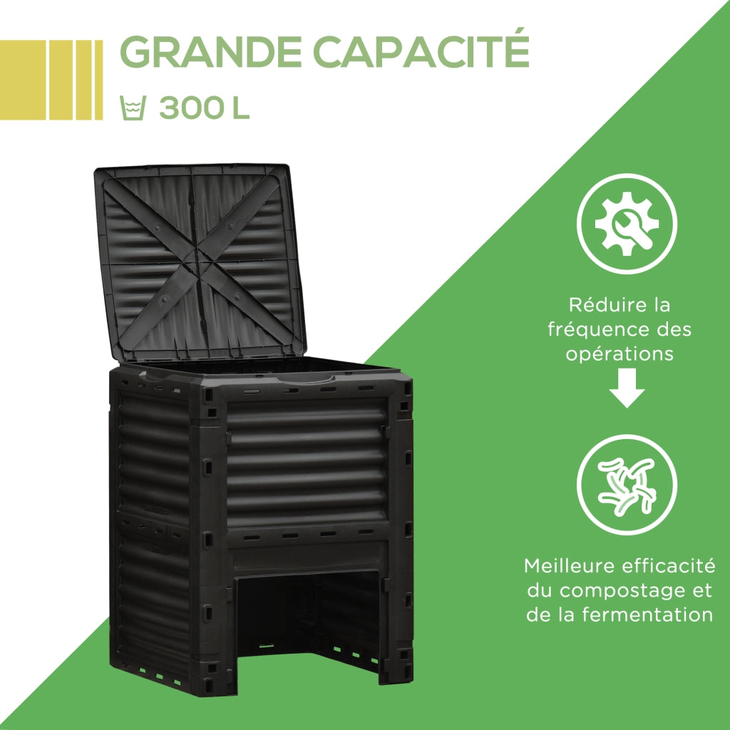 Compostatore da Giardino 300L ¨C zephmum ¨C Nero 60.5x60.5x81.5 cm