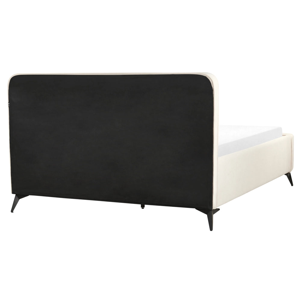 Letto Beige in velluto a coste Gambe in metallo nero 160 x 200 cm a doghe Camera da letto Classica Minimalista