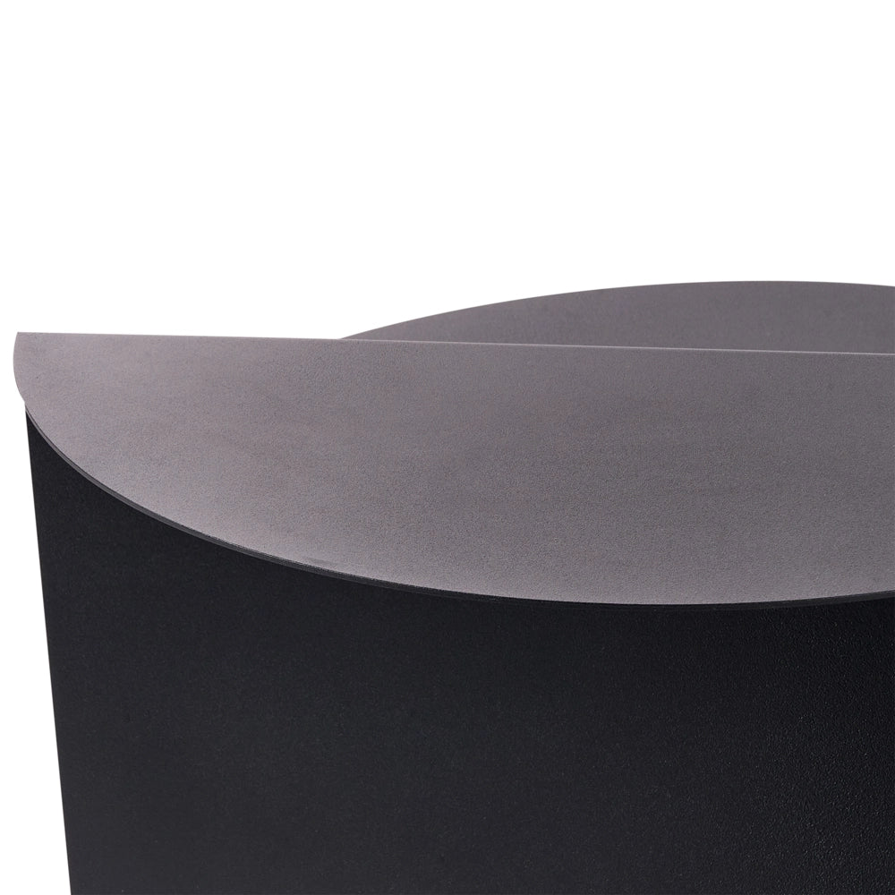 Tavolino basso rotondo in metallo nero soggiorno elegante