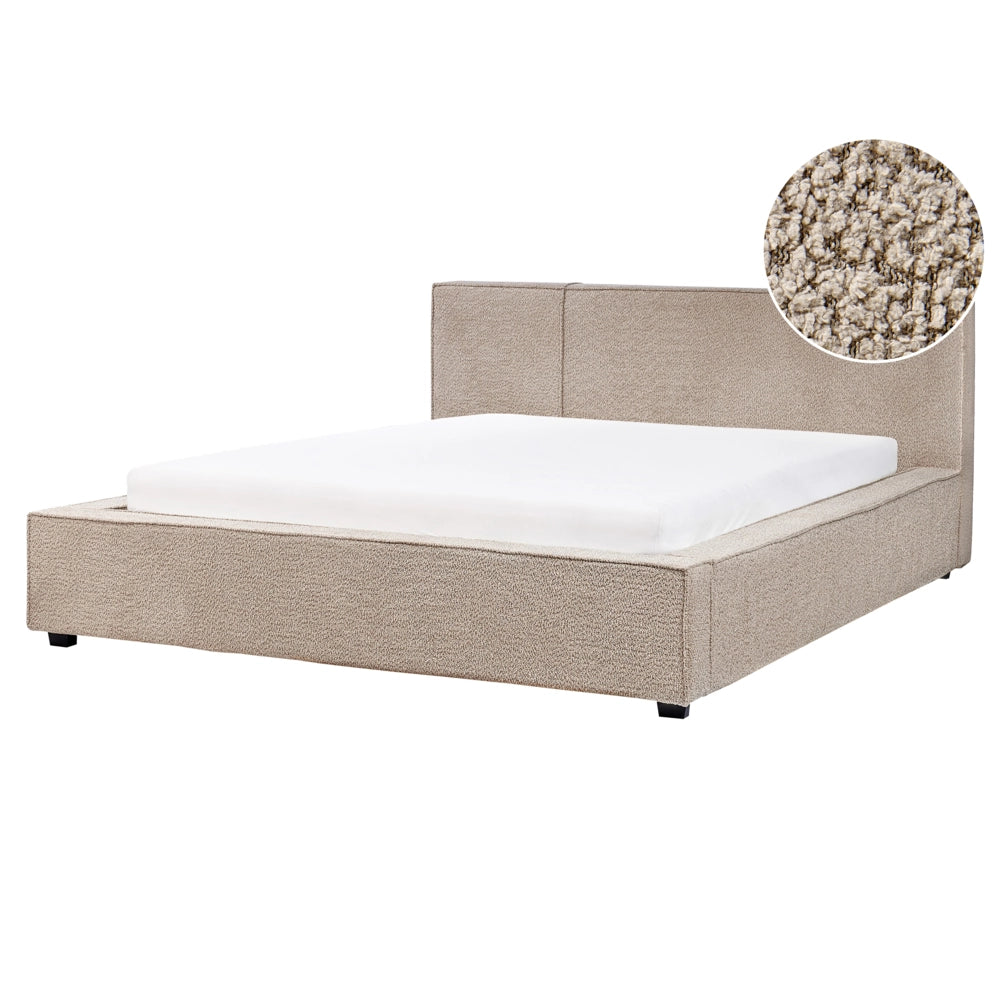 Letto matrimoniale in tessuto bouclé tortora 160 x 200 cm stile moderno