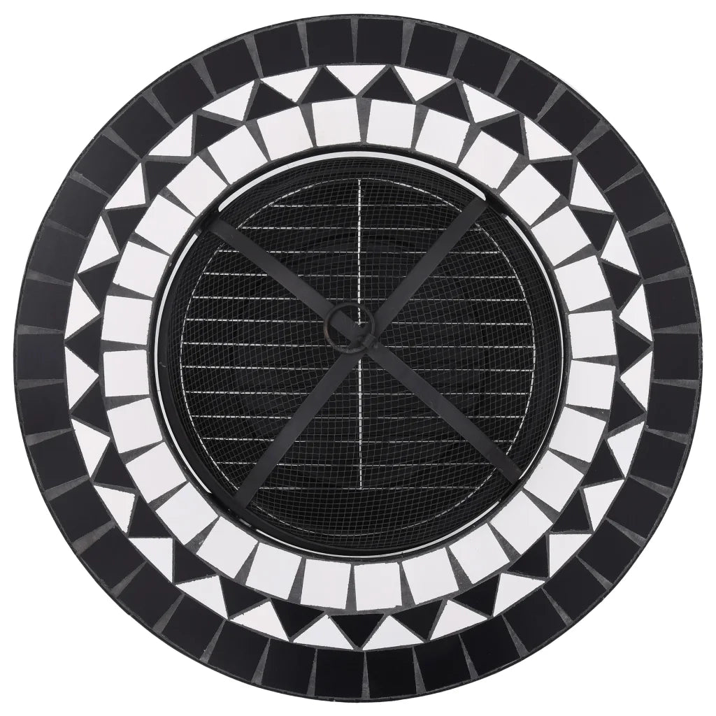 Tavolo con Braciere a Mosaico Nero e Bianco 68 cm in Ceramica CFW3904870
