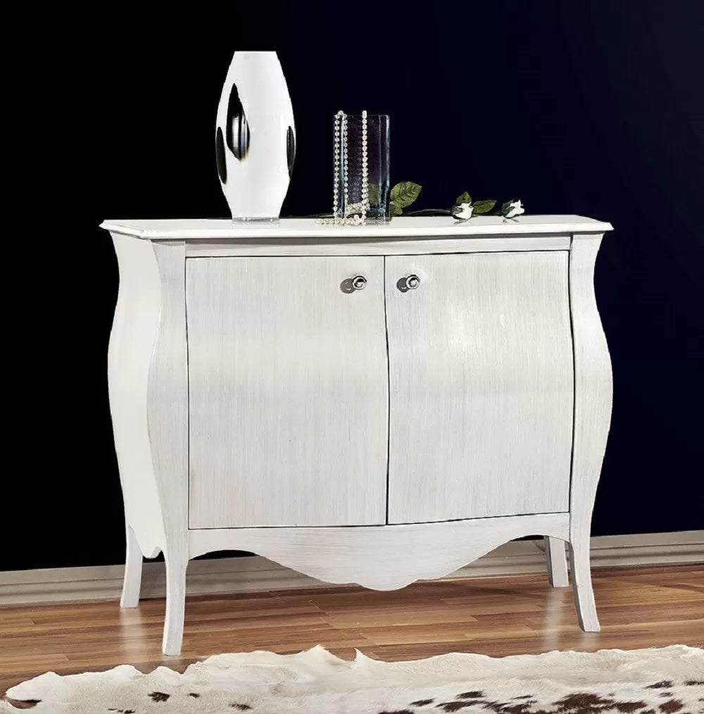 Madia credenza in legno 2 porte sagomata shabby chic bianco l.120 p.54 h.94 - Mobili 2G