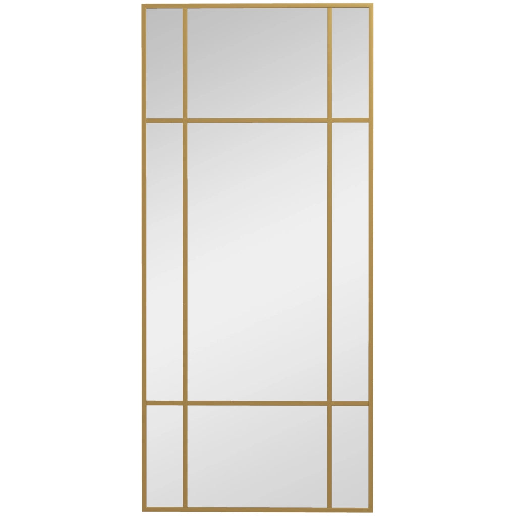 Specchio da parete rettangolare dorato con griglia 110 x 50 cm