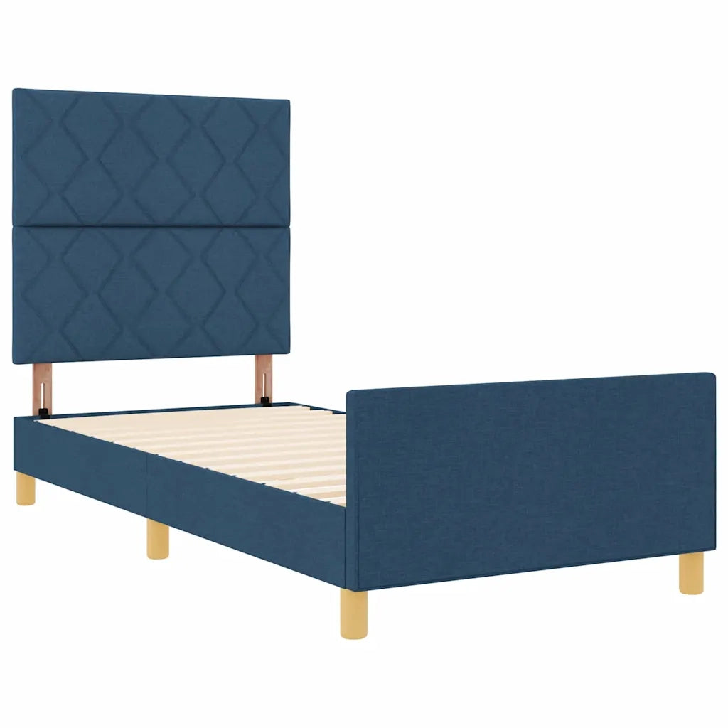 Struttura del letto con testiera Blu 90 x 200 cm Tessuto 3344780