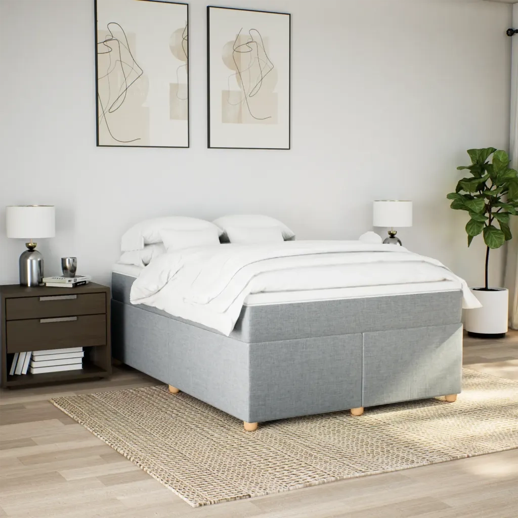 Giroletto a Molle con Materasso Grigio Chiaro 160x200cm Tessuto
