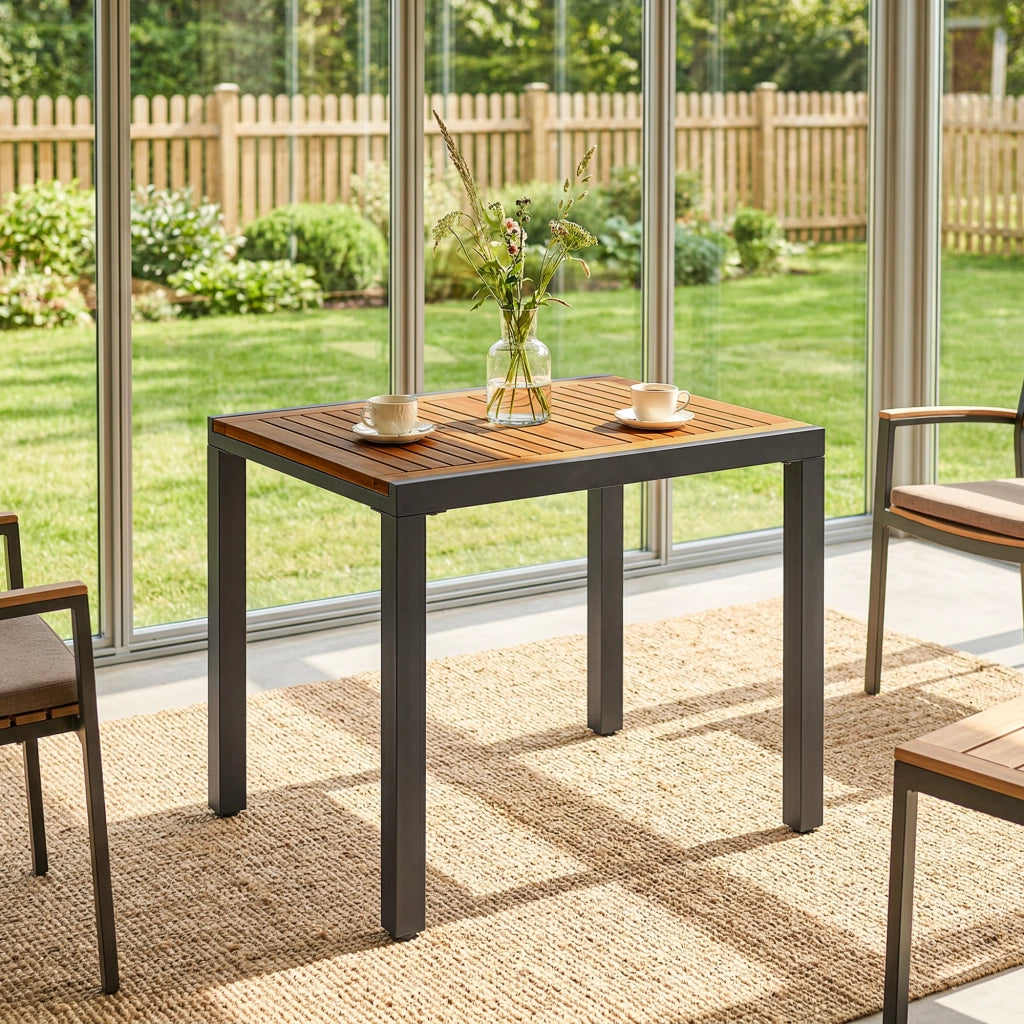 Tavolo da Giardino Estensibile ¨C zephmum ¨C Legno di Acacia e Acciaio 120/80x70 cm