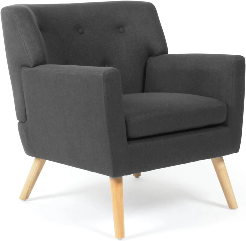 Poltrona scandinava in tessuto blu anatra LIV