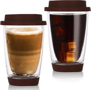Cappuccino dubbi glas espressokoppi - 350 ml - con coperchio - cappuccinokoppi - tazze da caffè - bicchieri per caffè freddo - bicchieri termoresistenziali - sacchetti per caffè - marrone.