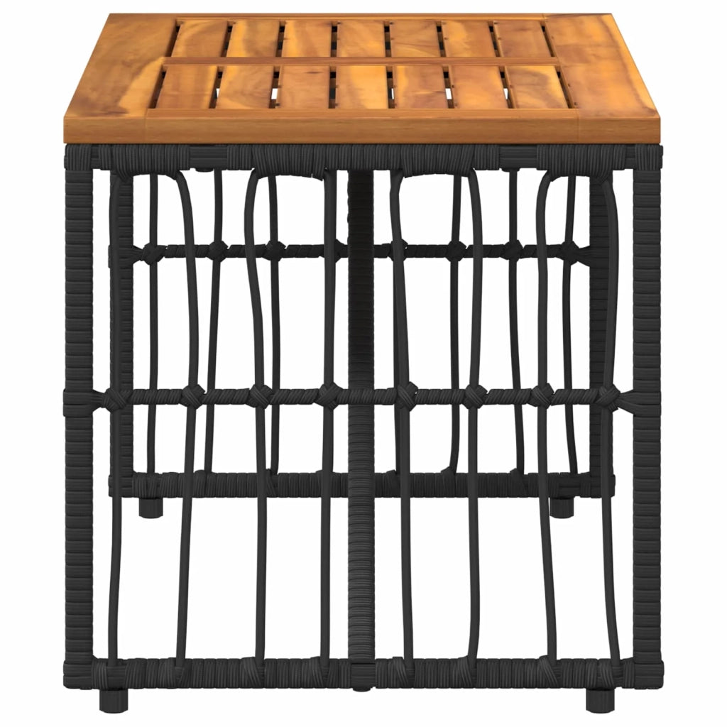 Tavolino da Giardino | Tavolo da Esterno Nero 80 x 40 x 40 cm Acciaio e Polyrattan