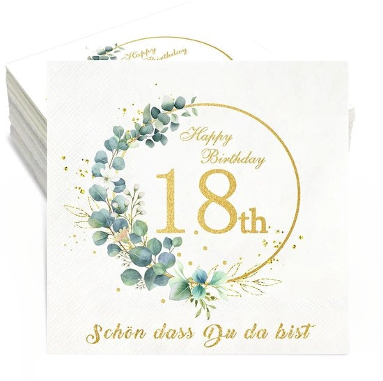 Serviette da tavola 2 strati eucalipto - 40 pezzi - 33x33cm - modello 70 anni - decorazione per tavola