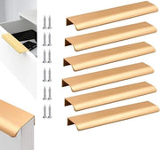 Set di maniglie nascoste 128 mm - set di 6 - alluminio - finitura oro mat - maniglie per armadi cucina.
