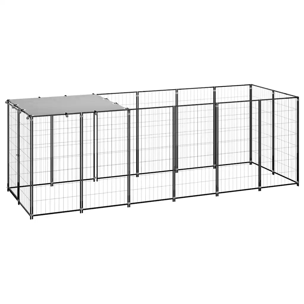 Gabbia per Cani Nera 330x110x110 cm in Acciaio 150782