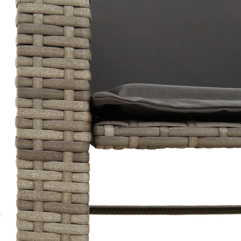 Divano Giardino 2 Posti con Tavolo e Sgabelli Grigio Polyrattan 368418