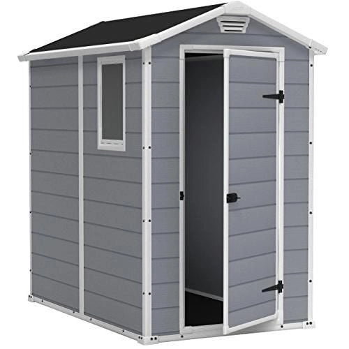 Keter 7802.280 Manor Casetta da Giardino in Resina con Pavimento e Finestra 130x192x198 cm colore Grigio