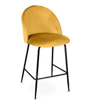 Sgabello cucina imbottito, sgabello alto in velluto giallo senape piede nero – Nicole - SG32NIPN