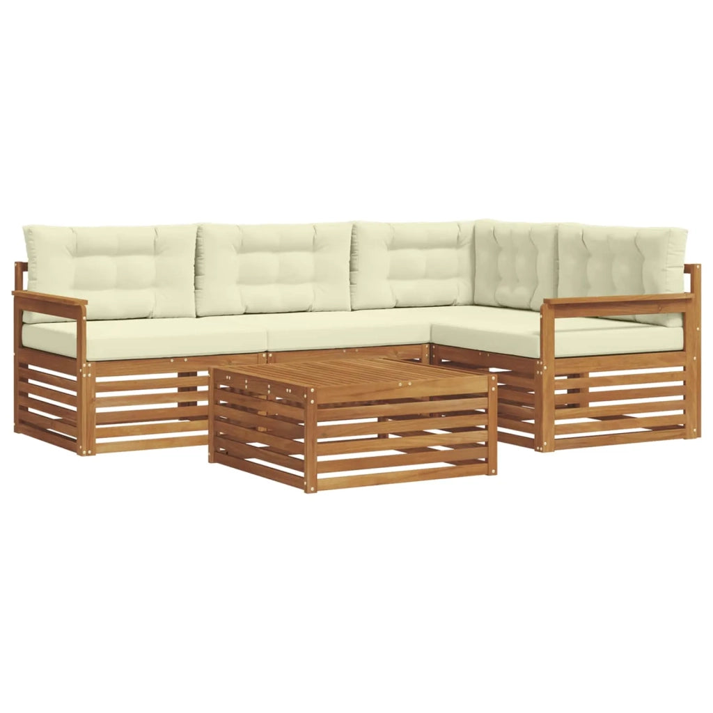 Set di divani da esterno con cuscino 5 pcs Naturale e Crema 3373405