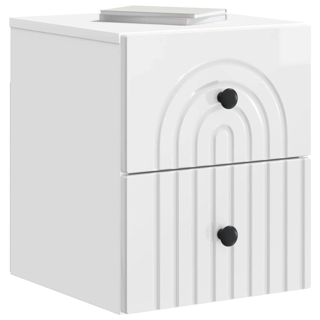 Mobiletto da notte a muro Bianco Lucido 33 x 34,5 x 40 cm 898133