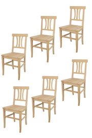 Set 6 sedie Artemisia Tommychairs, struttura in legno di faggio levigato, non trattato, 100% naturale e seduta in legno