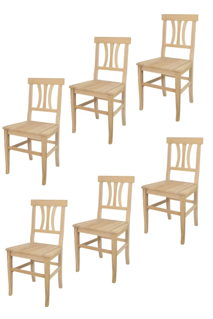 Set 6 sedie Artemisia Tommychairs, struttura in legno di faggio levigato, non trattato, 100% naturale e seduta in legno
