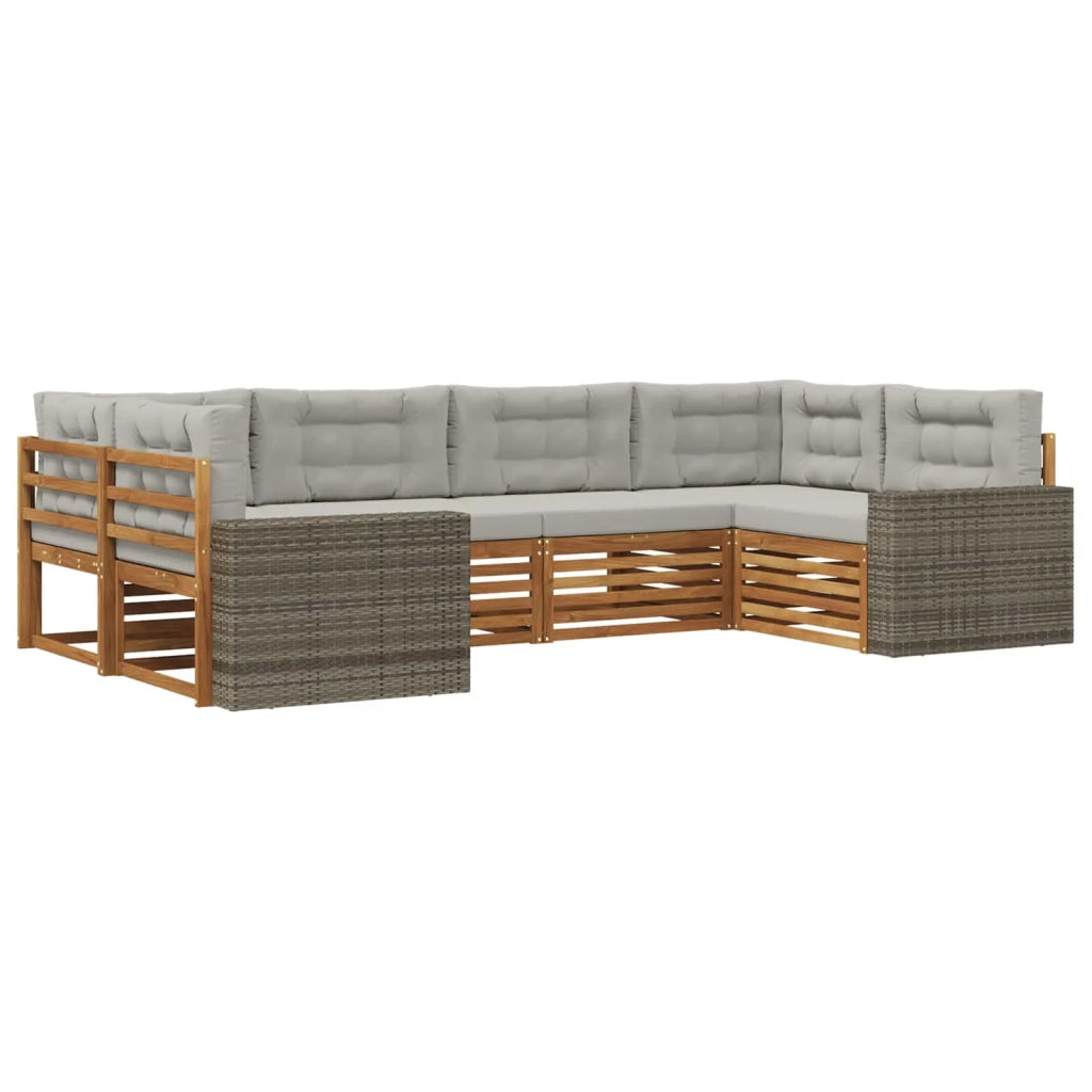 Set di divani da esterno 6 pz Naturale e Grigio Chiaro 3383789