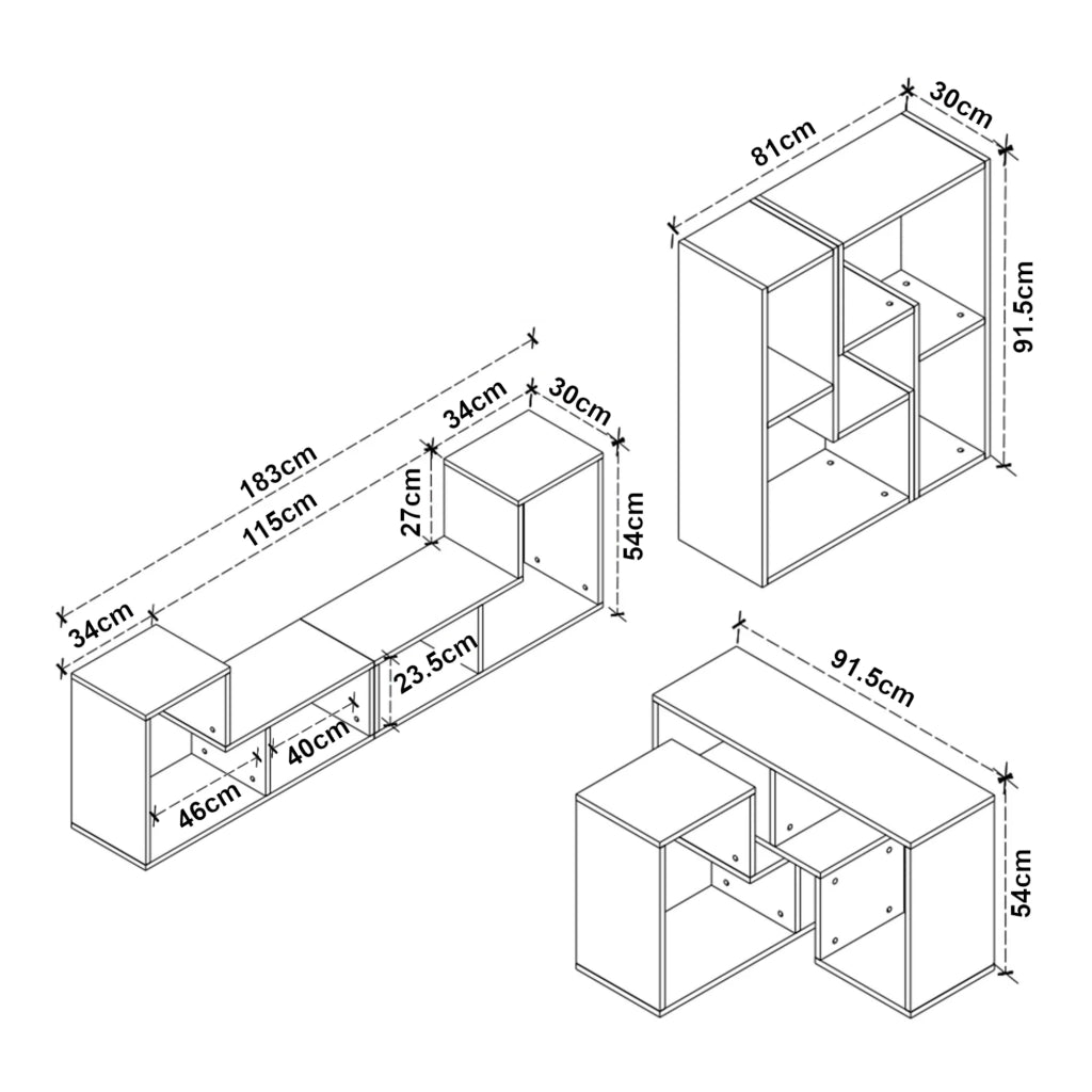 Set di mobili modulari effetto rovere 03_0010688