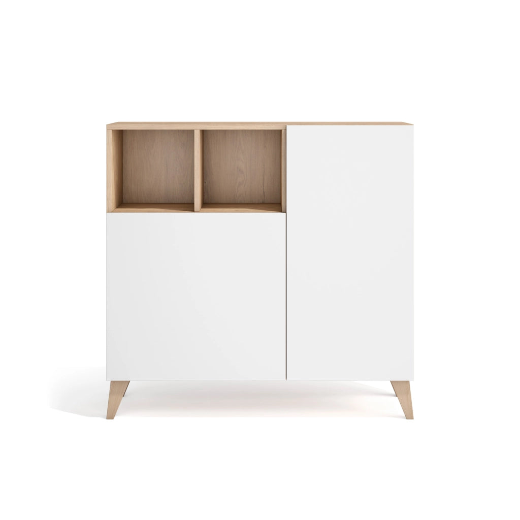 Scarpiera Herdasa effetto rovere chiaro ante bianche 87x90x27