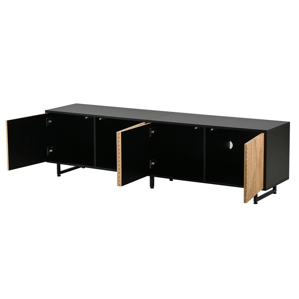 Mobile TV con 4 Ante per Soggiorno ¨C Xylo ¨C Legno Naturale e Nero, 180x40x50 cm