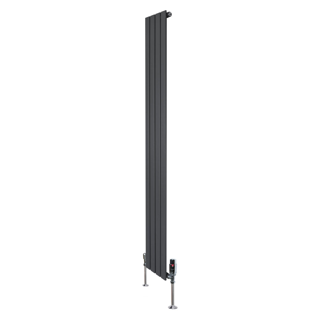 Radiatore Verticale 1800 x 280 mm con Valvole TRV Grigio Antracite
