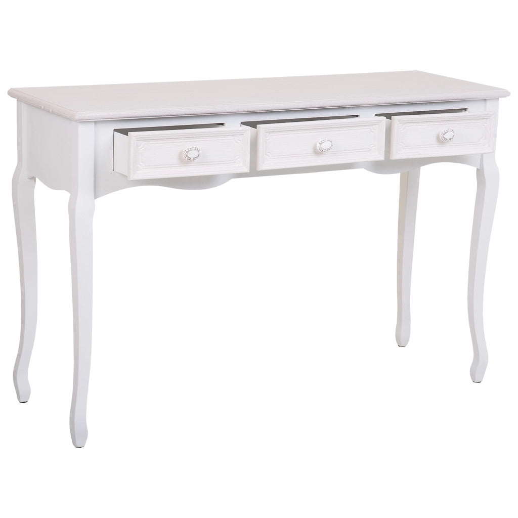 Mobile da ingresso in legno con 3 cassetti bianchi 120x40x78