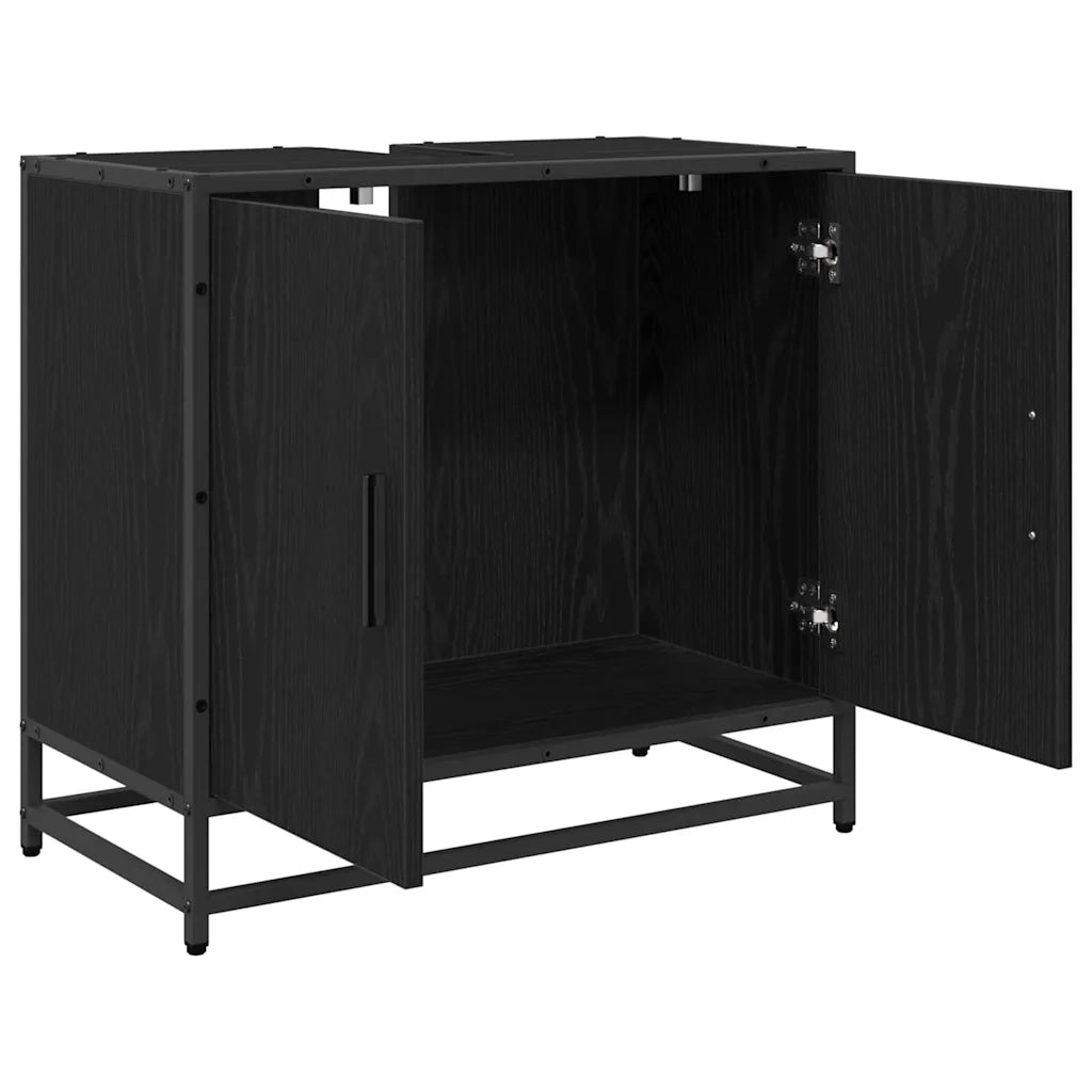 Armadio per Lavabo da Bagno Rovere Nero 65 x 33 x 60 cm