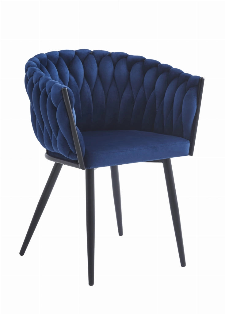 Sedia VALORA MAYAN - Velluto blu navy, design ergonomico, uso soggiorno