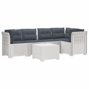 Divano da Giardino 5 Posti con Cuscini Stile Rattan PP Bianco 3444097