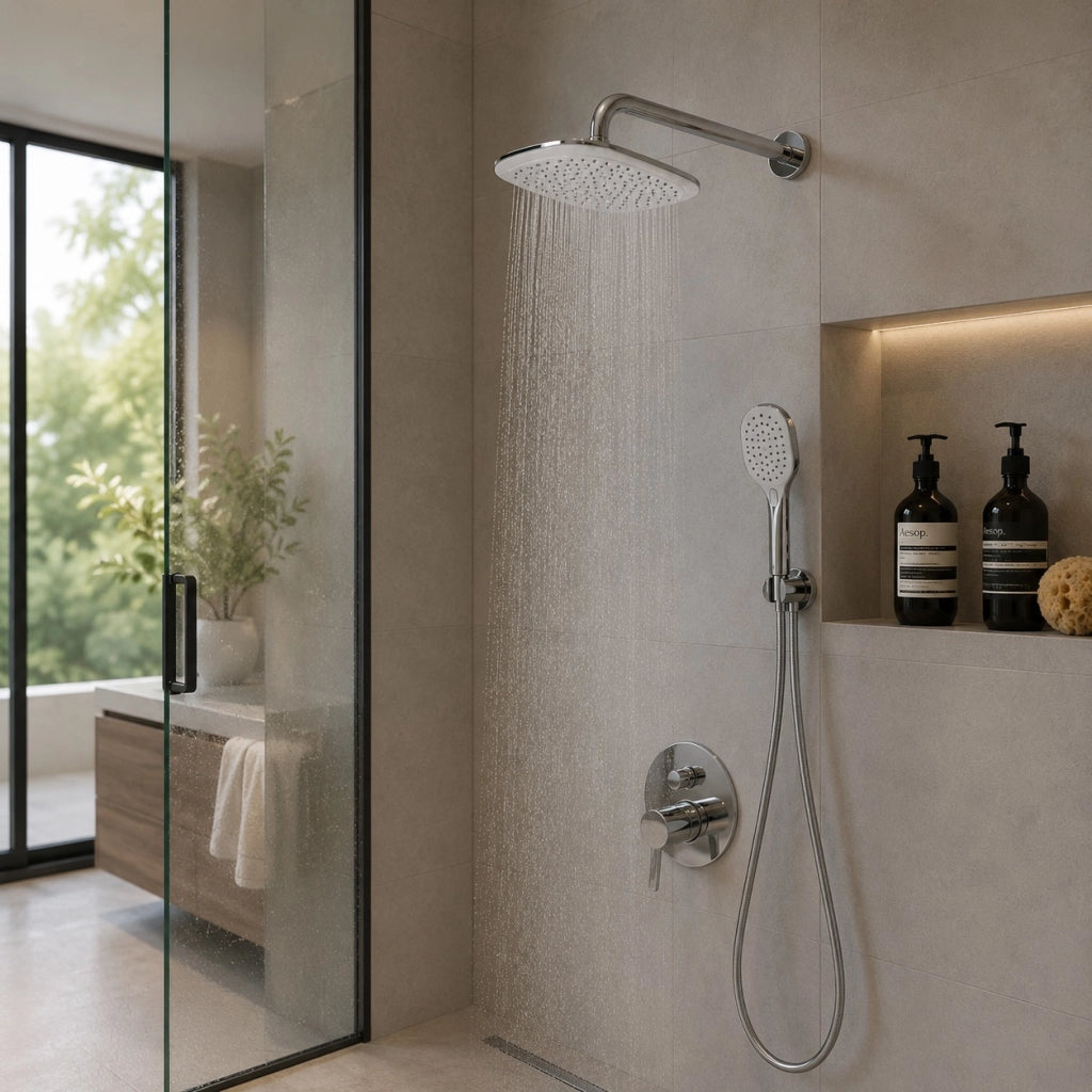 Soffione Doccia Per Bagno Quadrato Multigetto Bianco 15x15 cm 1/2" 69289