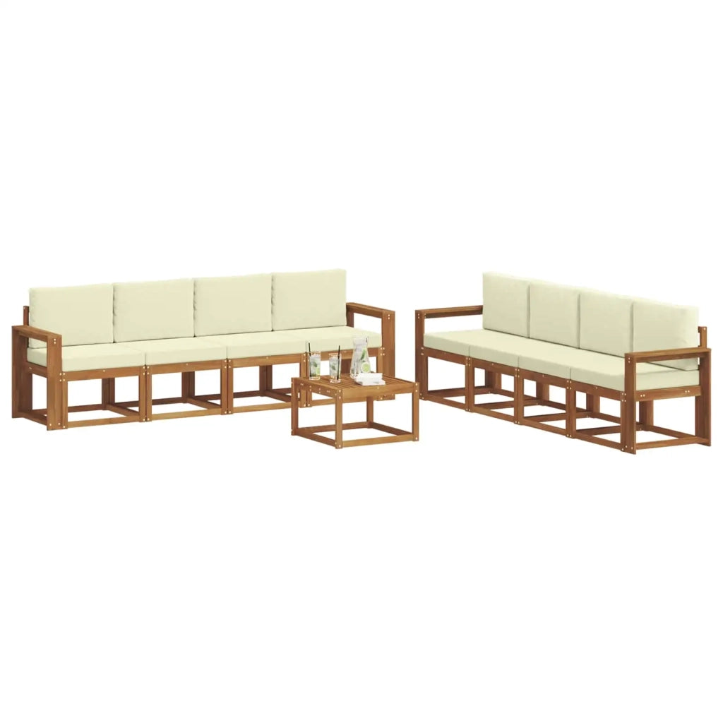 Set di divani da esterno con cuscino 9 pcs Naturale e Crema