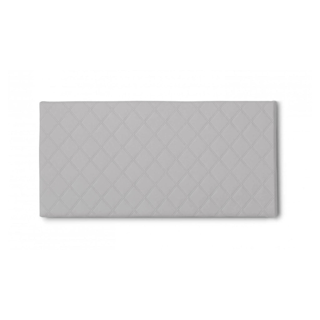 Letto piazza e mezza Acca, Testata in ecopelle a muro, Made in Italy, adatta a letto da una piazza e mezza, cm 130x60, Bianco