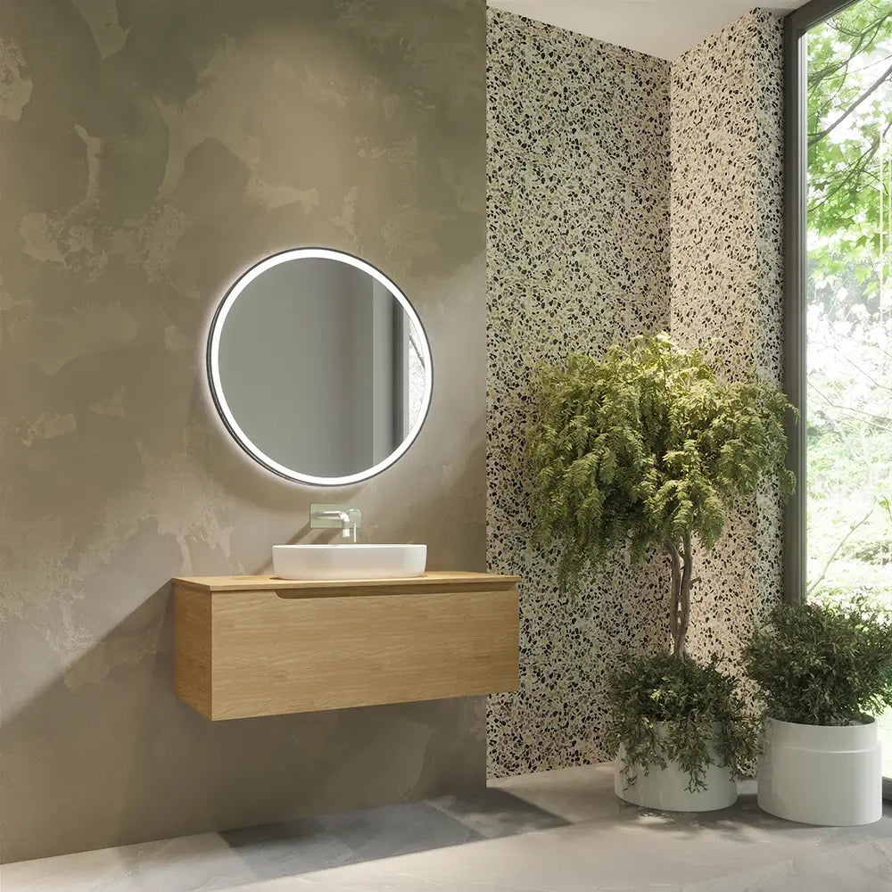 Mobile bagno sospeso 100 cm un cassetto rovere chiaro con top  | Moor