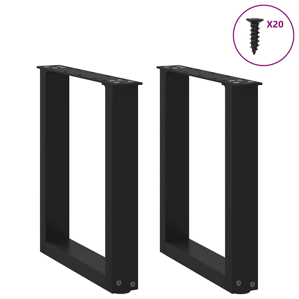 Gambe per Tavolino da Caffè a Forma di U 2 pz Nere 38x(42-43) cm Acciaio 4013152